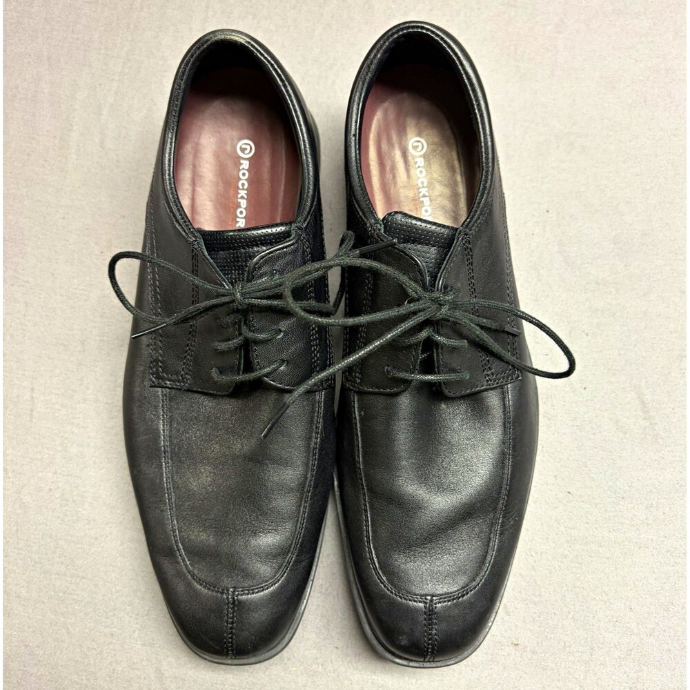Rockport Men's Black Leather Lace-Up Oxford Dress Shoes Square Toe 8M APM29951